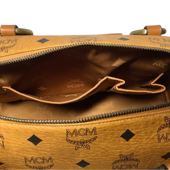 Authentic MCM Cognac Logo Satchel - Picture 9 of 16